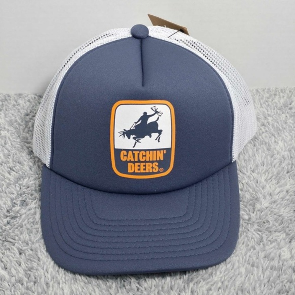Catchin' Deers Giddy-Up Foam Trucker Adjustable Snapback Cap Hat Blue White NEW